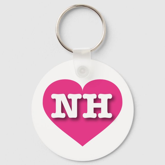 Chaveiro New Hampshire Hot Pink Heart - Eu amo NH (Frente)