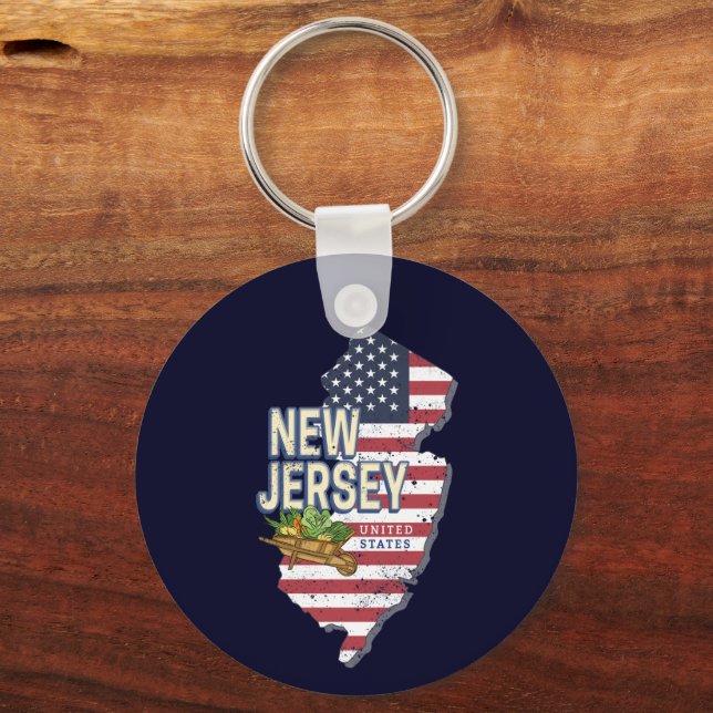Chaveiro New Jersey EUA Retro Map USA Souvenir (Frente)