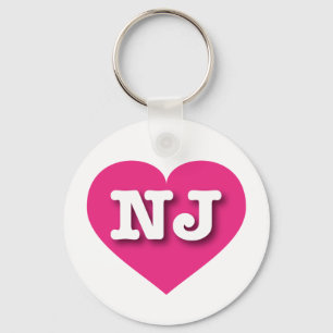 Chaveiro New Jersey Hot Pink Heart - Eu amo NJ