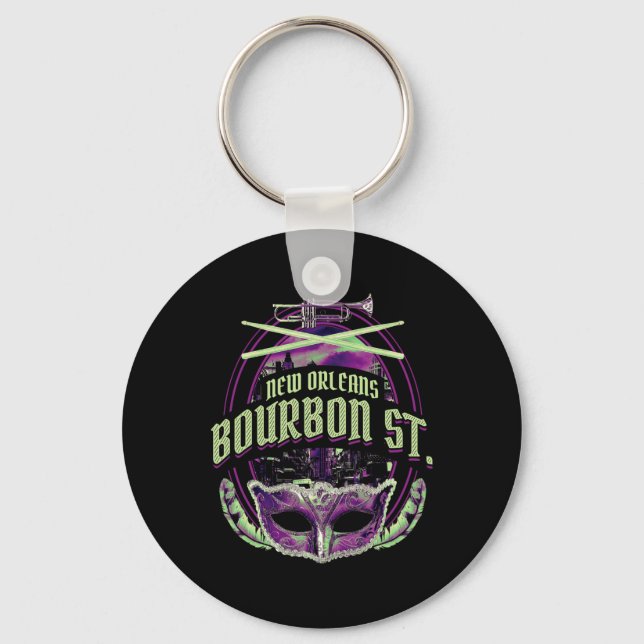 Chaveiro New Orleans Bourbon Street Mardi Gras French Quart (Frente)