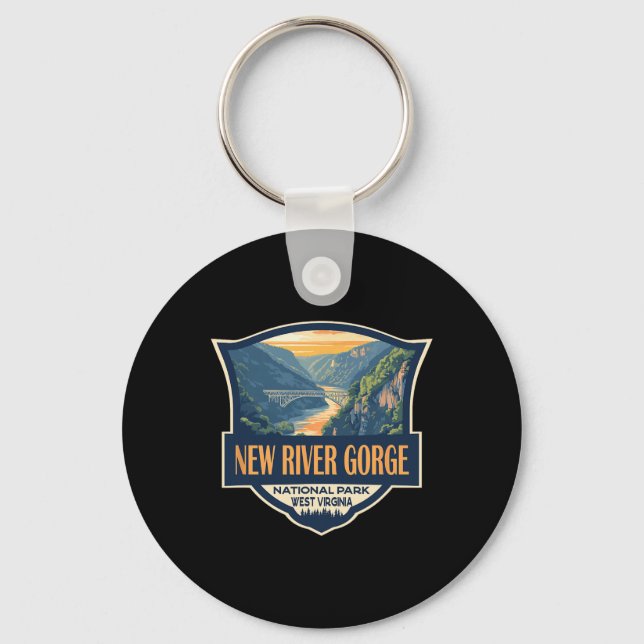 Chaveiro New River Gorge National Park Illustration Retro B (Frente)