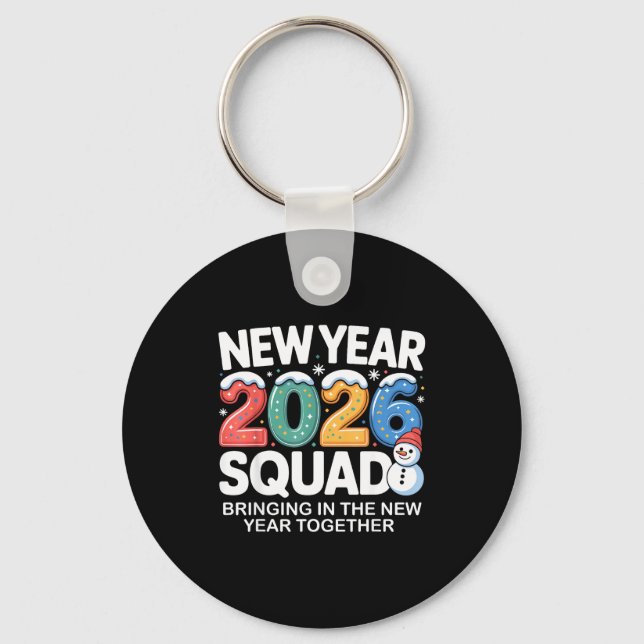 Chaveiro New Year 2026 Squad Funny Snowman Holiday Celebrat (Frente)
