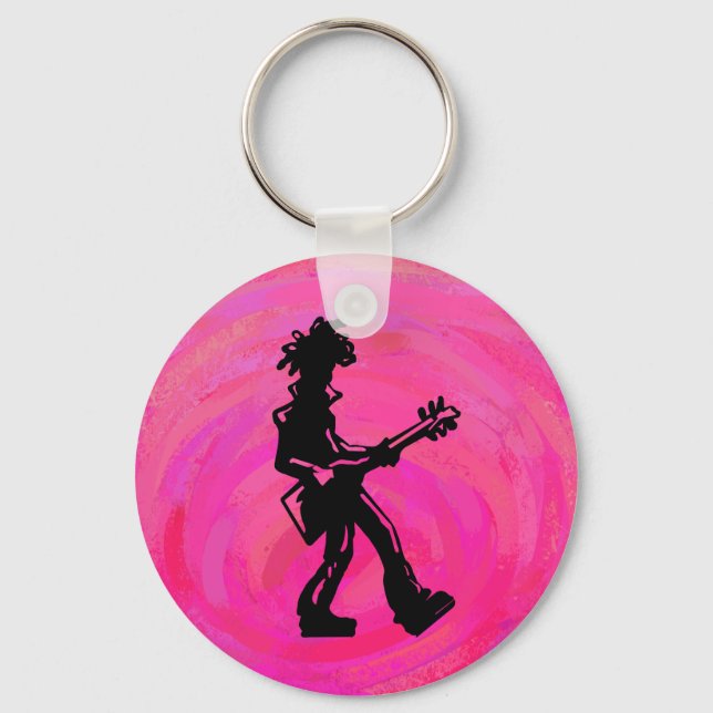 Chaveiro New York Boogie Nights Guitar Hot Pink (Frente)