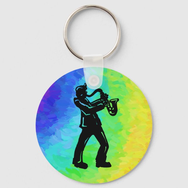 Chaveiro New York Boogie Nights Saxofone Rainbow (Frente)