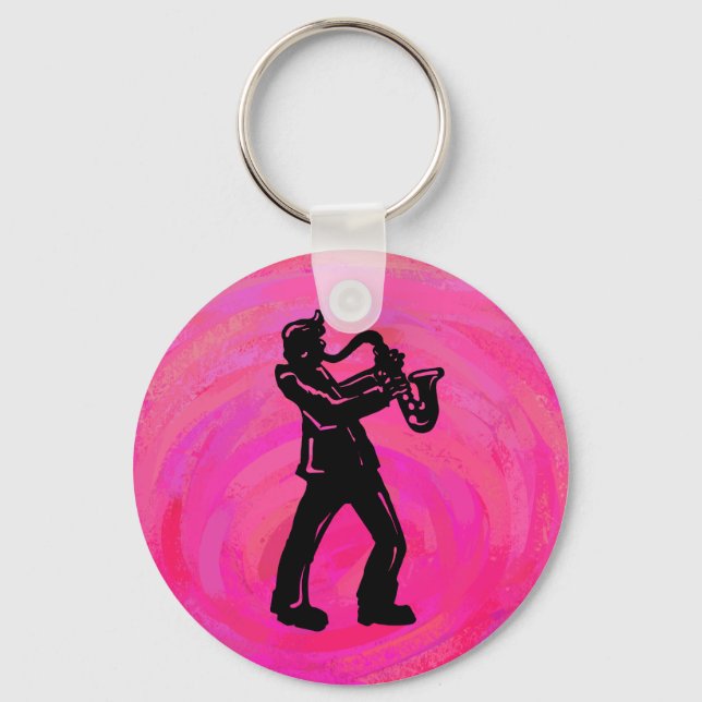 Chaveiro New York Boogie Noites Saxofone Rosa Quente (Frente)
