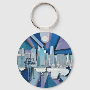 Chaveiro New York City Skyline   Blue 3D