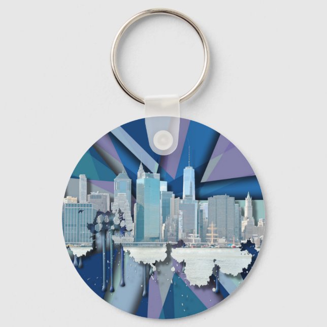 Chaveiro New York City Skyline | Blue 3D (Frente)