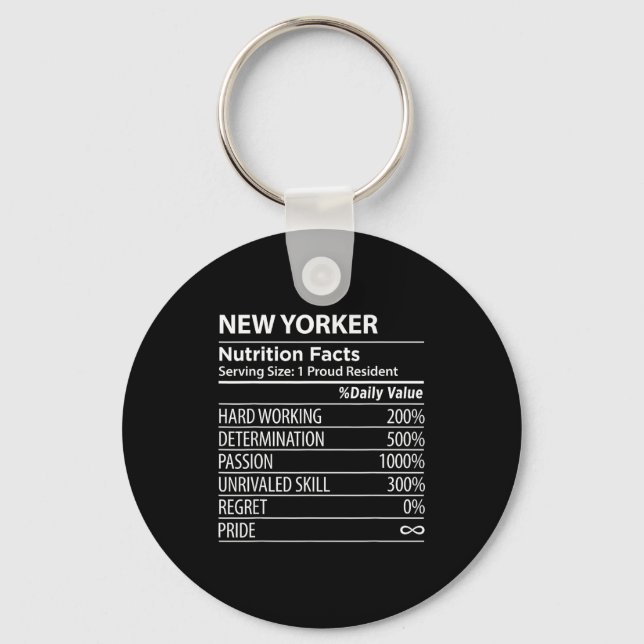Chaveiro New Yorker Nutrition Facts Funny New York Pride  (Frente)