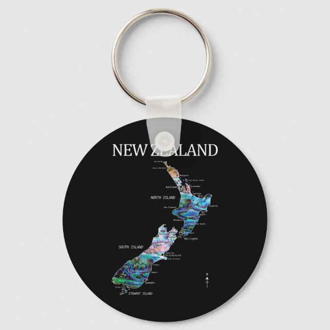 Chaveiro New Zealand Kiwi Detailed Map  (Frente)