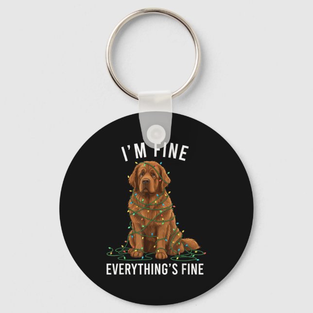 Chaveiro Newfoundland Dog Christmas I'm Fine Everything Is  (Frente)