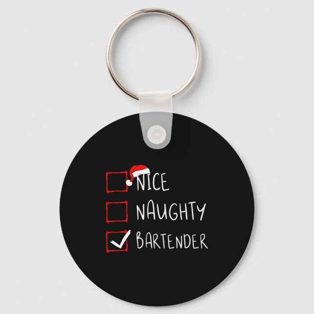 Chaveiro Nice Naughty Bartender Christmas List Santa Claus  (Frente)