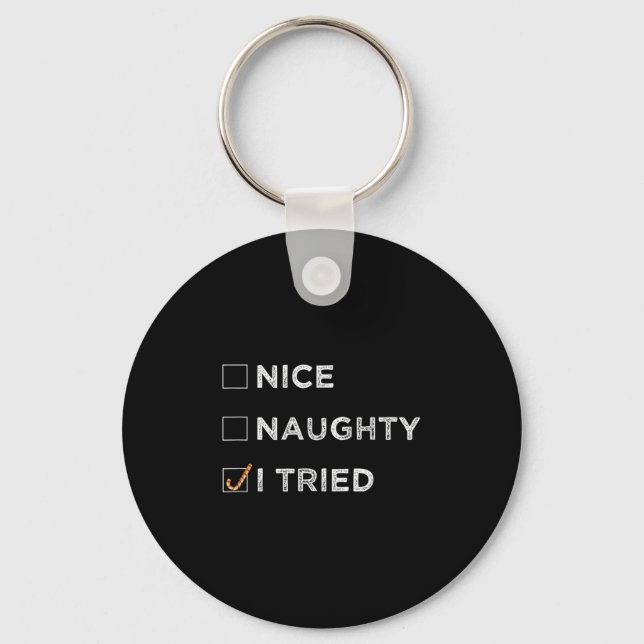 Chaveiro Nice Naughty I Tried - Funny Christmas  (Frente)