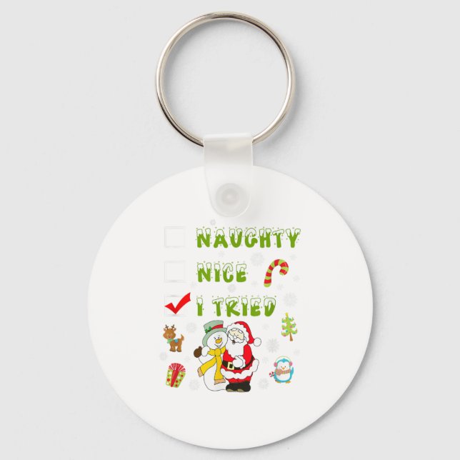 Chaveiro Nice Naughty I Tried Merry Christmas Shirt_1  (Frente)