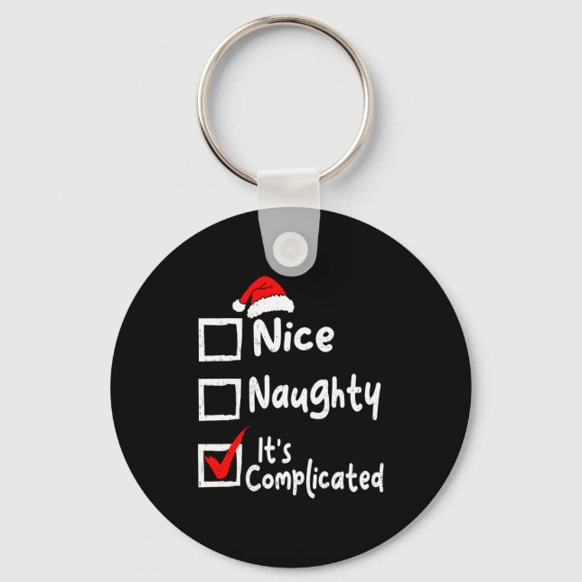 Chaveiro Nice Naughty It's Complicated Funny Christmas List (Frente)
