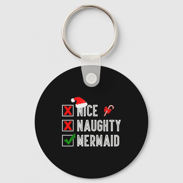 Chaveiro Nice Naughty Mermaid Merry Christmas Santa Claus X (Frente)