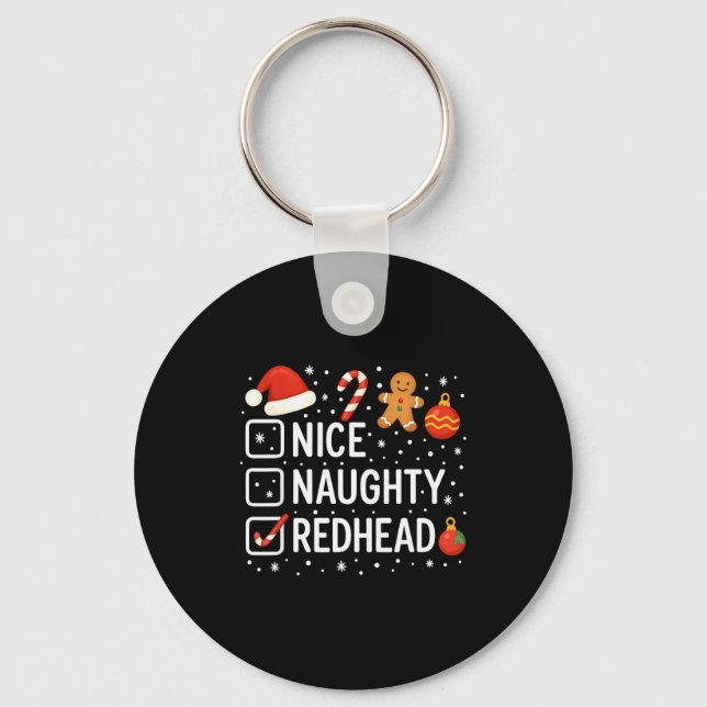 Chaveiro Nice Naughty Redhead Funny Christmas Quote  (Frente)