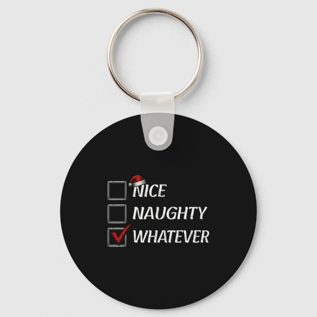Chaveiro Nice Naughty Whatever Christmas List Funny Xmas  (Frente)