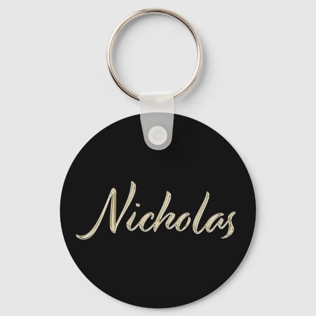 Chaveiro Nicholas Name Whitegold Button Schlüsselanhänger (Frente)