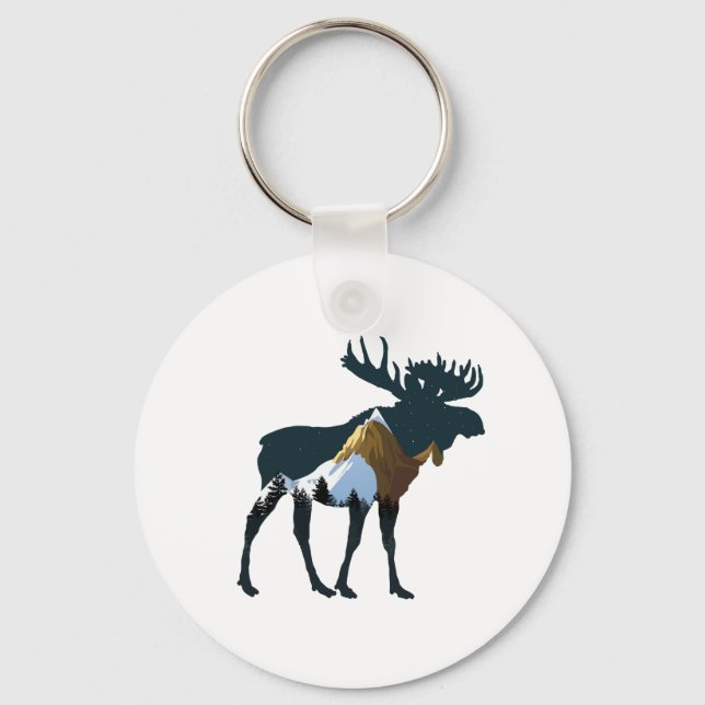 Chaveiro Night Forest Moose (Frente)
