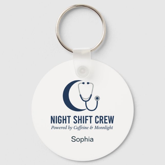 Chaveiro Night Shift Crew Nurse Stethoscope Moon Custom (Frente)