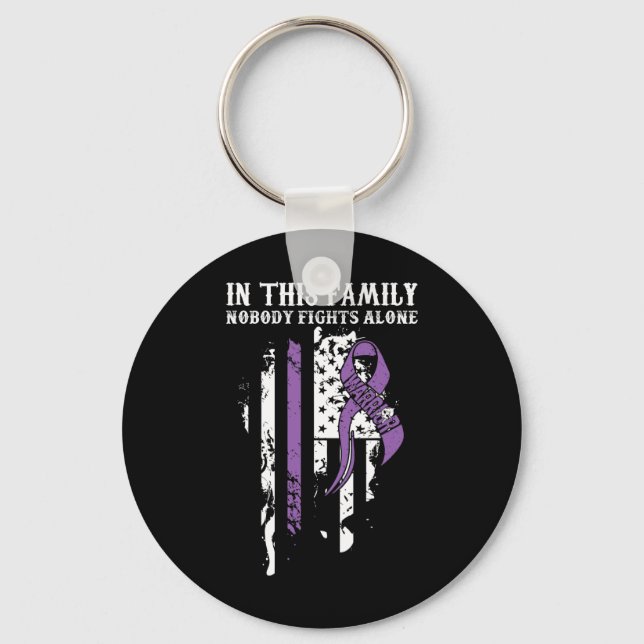 Chaveiro Ninguém Sozinho - Suporte à Consciência do Câncer  (Frente)