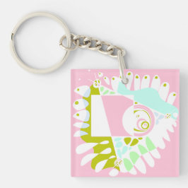 Chaveiro Ninho de Pássaro - Branco rosa-Flamingo