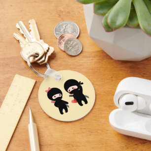 Chaveiro Ninja Pair, Boy and a Girl on Yellow