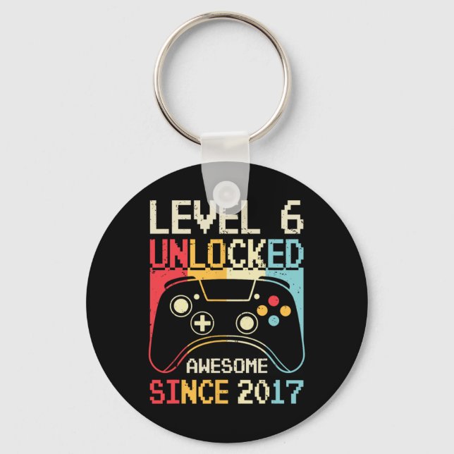 Chaveiro Nível 6 Desbloqueado 6 de jogos de vídeo Aniversár (Frente)