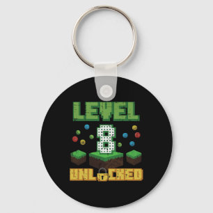 Chaveiro Nível 8 Desbloqueado Pixel Gamer 8º Aniversário Jo