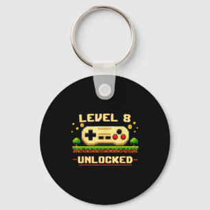 Chaveiro Nível engraçado 8 desbloqueado videogame 8º aniver