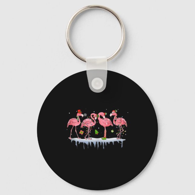 Chaveiro Nk Flamingo Hat Santa Merry Christmas Lights Women (Frente)