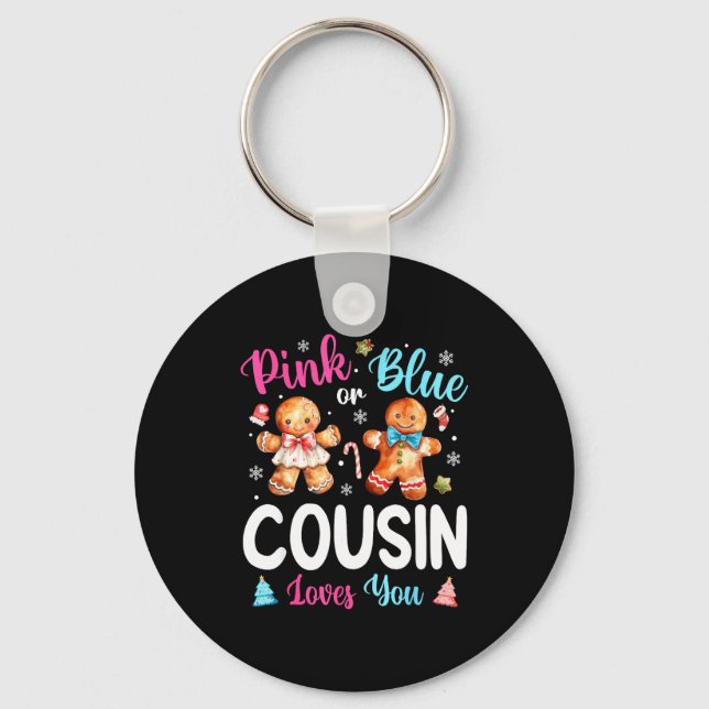 Chaveiro Nk Or Blue Cousin Loves You Gender Reveal Christma (Frente)