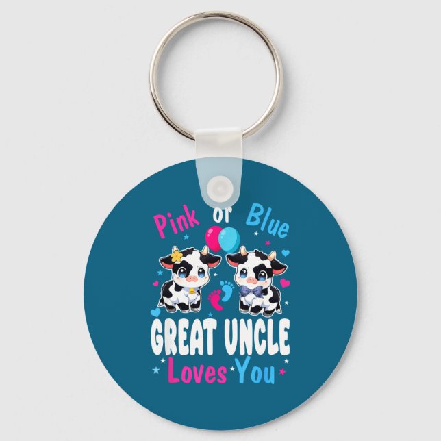 Chaveiro Nk Or Blue Great Uncle Loves You Cow Baby Gender R (Frente)