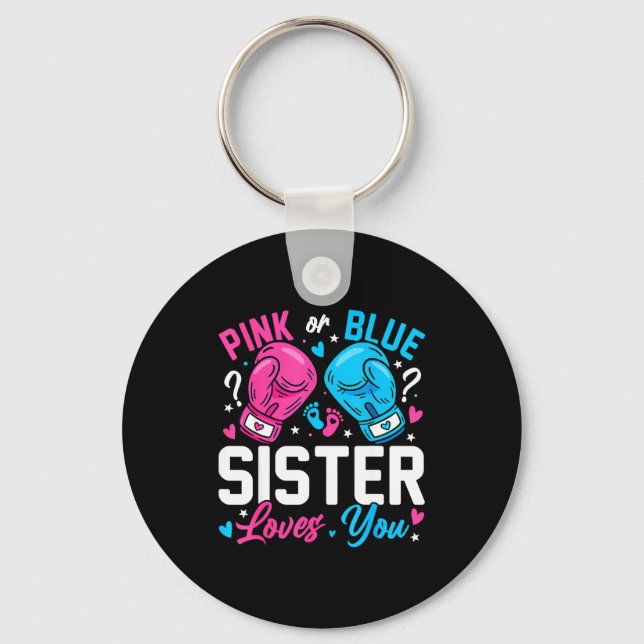 Chaveiro Nk Or Blue Sister Loves You Boxing Gender Reveal  (Frente)