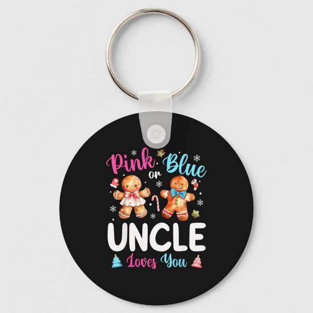 Chaveiro Nk Or Blue Uncle Loves You Gender Reveal Christmas (Frente)