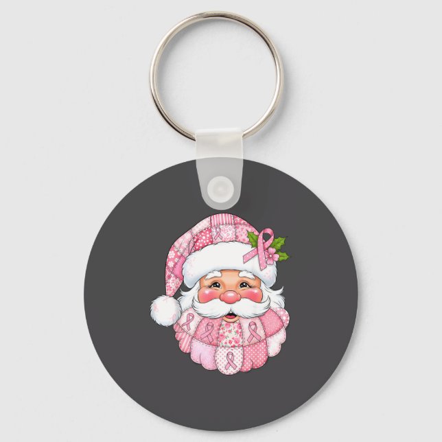 Chaveiro Nk Patchwork Santa Breast Cancer Awareness Christm (Frente)