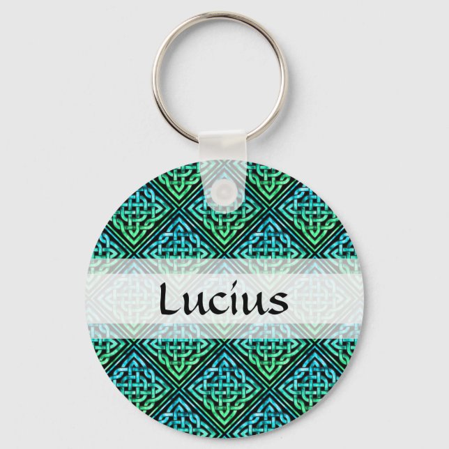 Chaveiro Nó Celta Personalizado - Pulseira Azul Verde (Frente)