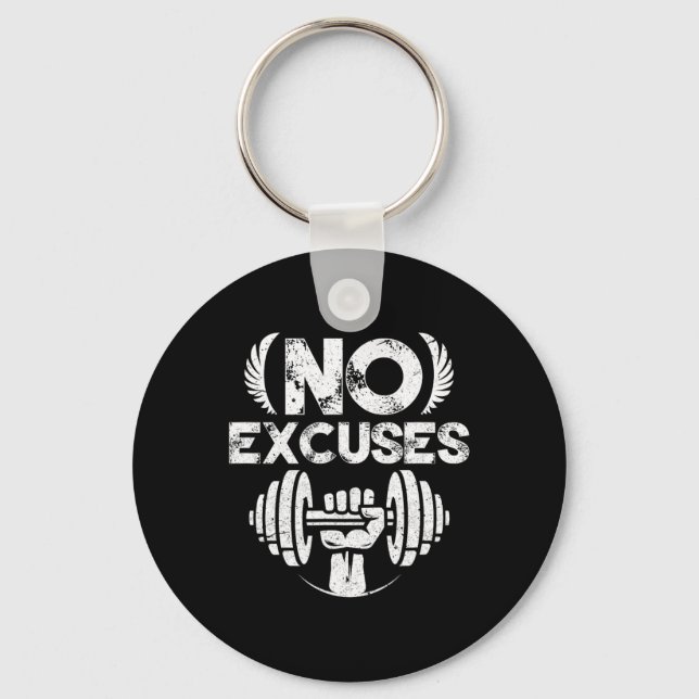 Chaveiro No Excuses Funny Bodybuilding Fitness Training  (Frente)