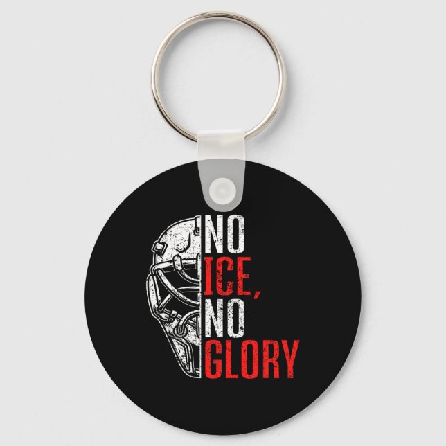 Chaveiro No Ice No Glory Funny Ice Hockey  (Frente)