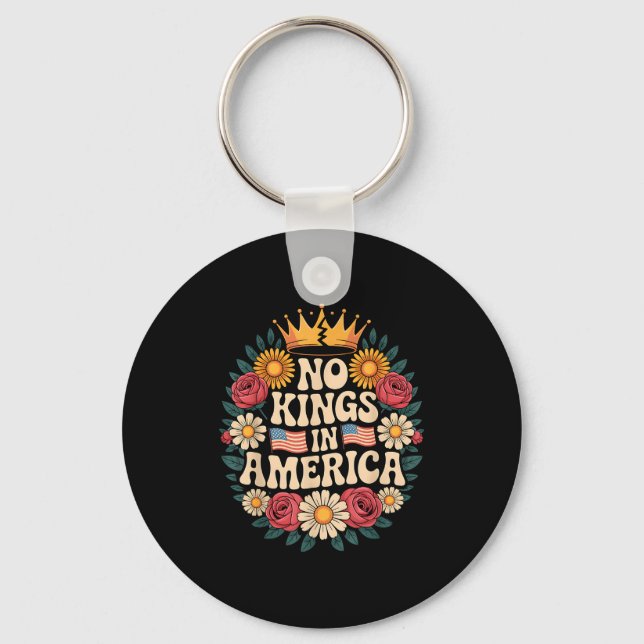 Chaveiro No Kings In America Patriotic Democracy Dom Retro  (Frente)