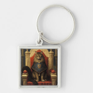 Chaveiro Nobre Gato Maine Coon Trono Arte Impressa
