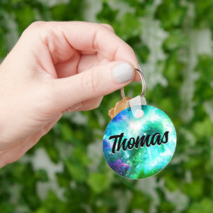 Chaveiro Nódulo Galáxico Nebula Verde Aqua Azul Nome Person