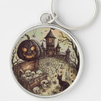 Chaveiro Noite de Halloween: A Abóbora Preta Assustadora Gu