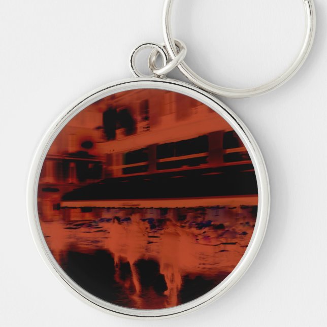 Chaveiro Noite de Paris Vermelha. Legal movimento desfocado (Frente)