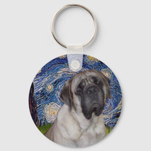 Chaveiro Noite Estrelada - Retrato de Bull Mastiff