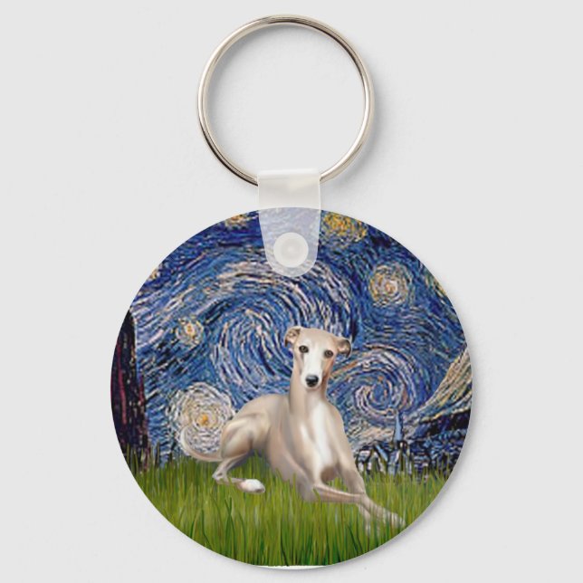 Chaveiro Noite Estrelada - Whippet #2 (Frente)