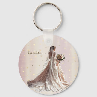 Chaveiro Noiva de Casamento de Inverno Rosa Dourado Brilhan