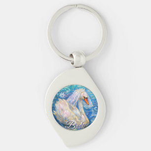 Chaveiro Noiva de Cisne c/Véu em Azul-Água Branca Personali