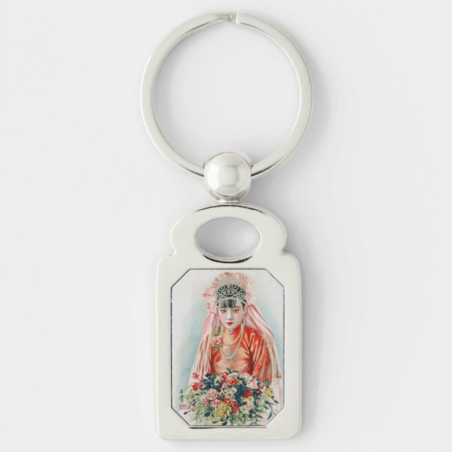 Chaveiro Noiva de Vermelho no Casamento Chinês em Xangai (Frente)