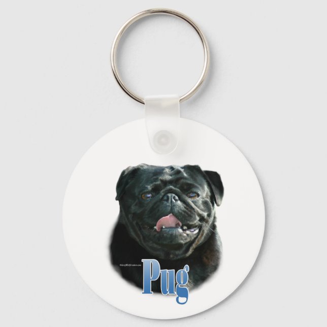 Chaveiro Nome Black Pug (Frente)